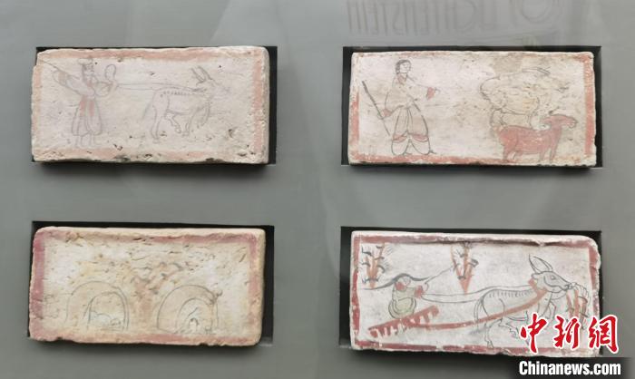 圖為嘉峪關(guān)長城博物館館藏文物魏晉墓彩繪畫像磚中豐富多彩的古代農(nóng)牧業(yè)生產(chǎn)活動。(資料圖) 丁思 攝