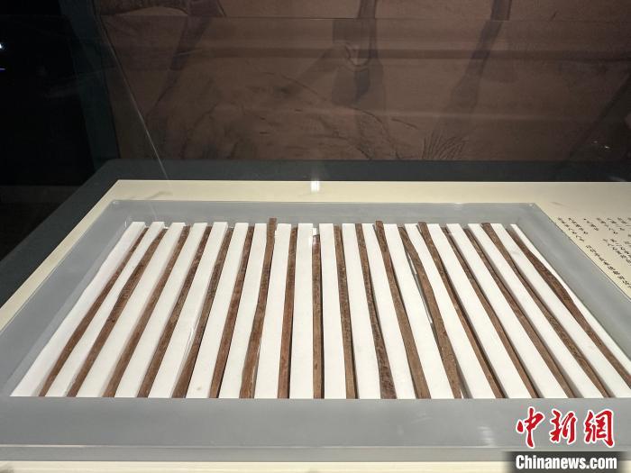 圖為甘肅簡(jiǎn)牘博物館展陳的漢簡(jiǎn)。中新社記者 戴文昌 攝