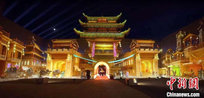 2024年7月15日，甘肅嘉峪關(guān)開啟“夜游”模式。圖為夜游燈光劇《天下嘉峪關(guān)》光影效果。(甘肅嘉峪關(guān)關(guān)城景區(qū)供圖)